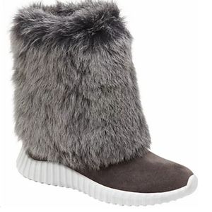 Johnston & Murphy KARI Waterproof Gray Boots Suede Fur NWOT